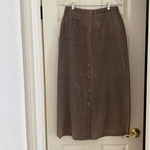 Jean Like Long Skirt. Buttons Run Down Front. 2 Front Pockets. Size 8.
